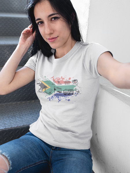 South Africa With Flag - Ladies Shirt