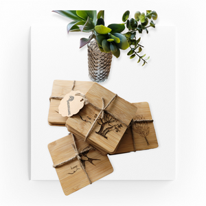 Bamboo Coasters (Set of 4) Liefde- Hoop - Geloof - Dankbaar