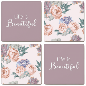 Soft Pink Protea Coasters (Set of 4)