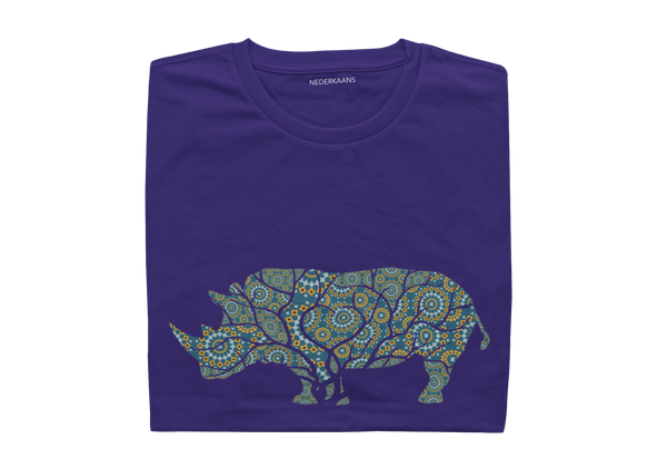 Rhino Design With Shweshwe Print - Ladies Shirt